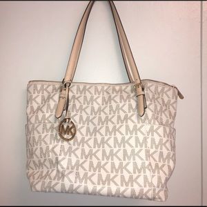 Michael Kors Jet Set White Monogram Tote